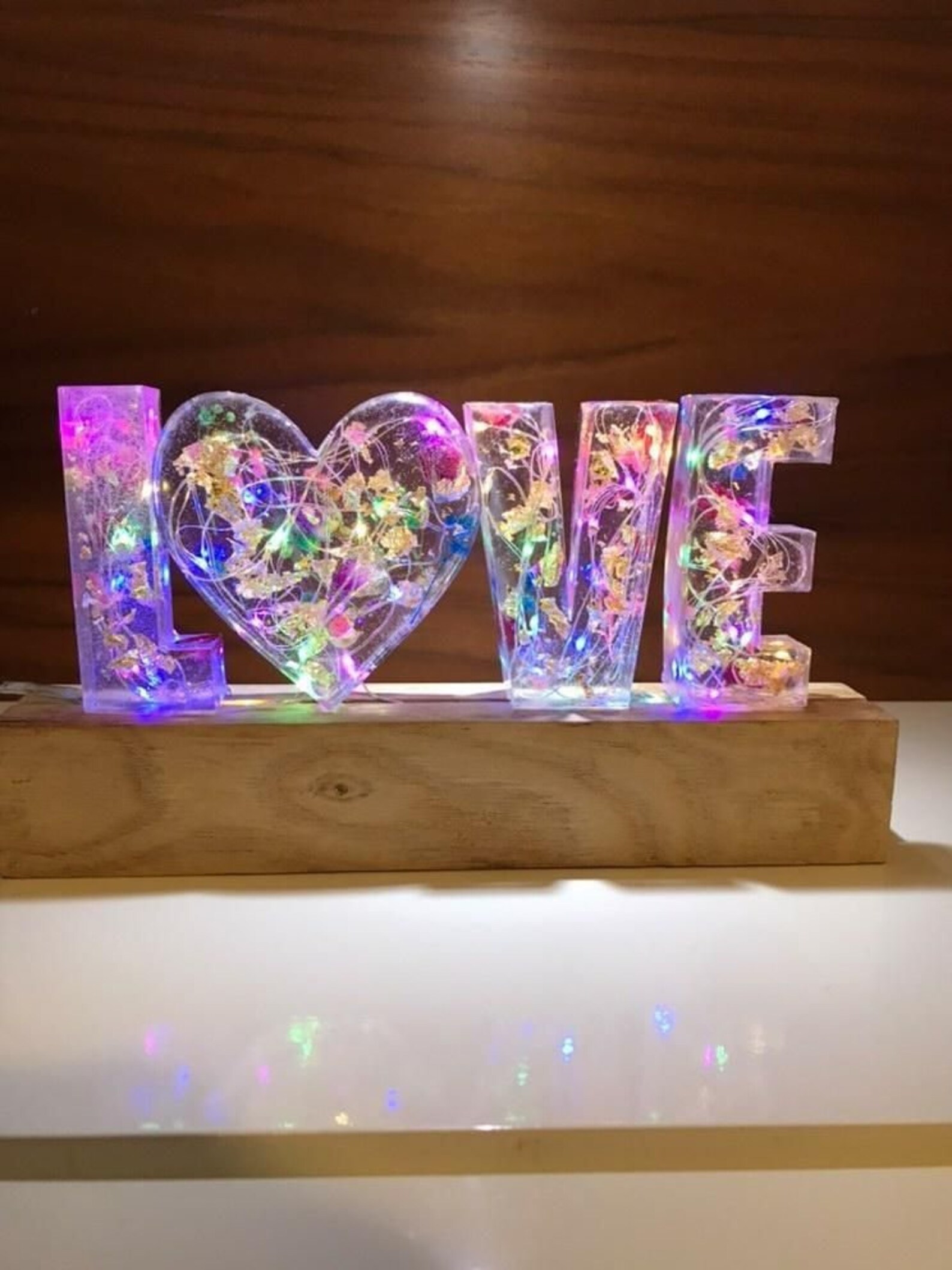 Dried Flowers Resin Letter With Wood LED Decor Night Light Etsy