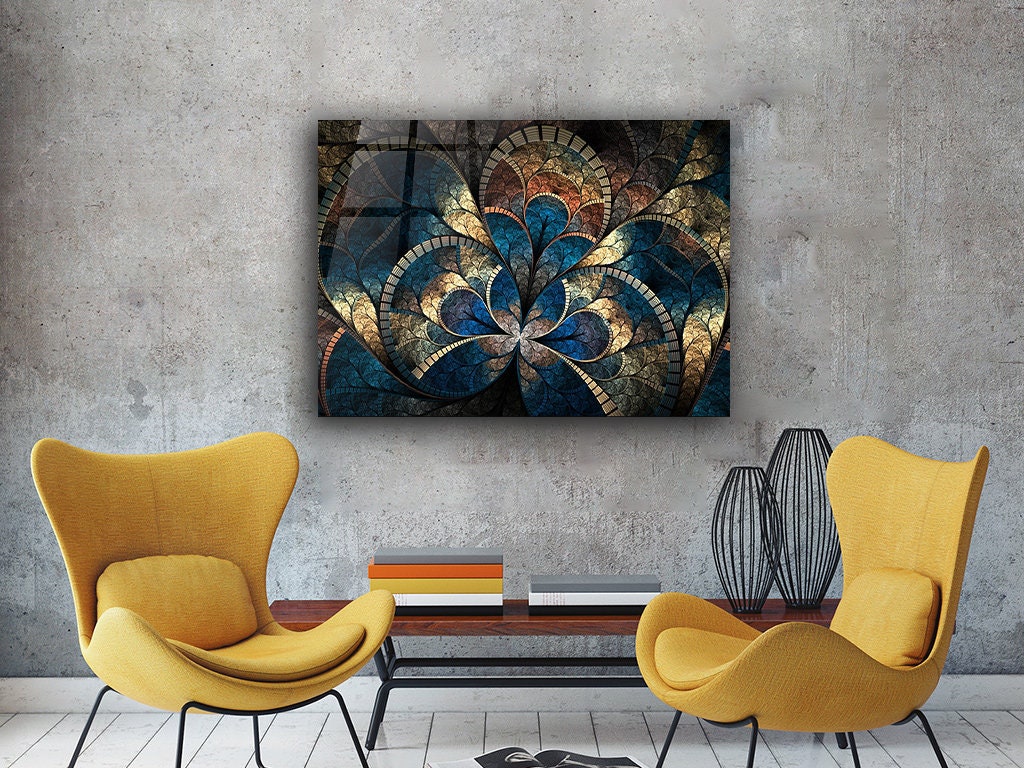 Abstract Tempered Glass Printing Wall Art Natural and Vivid Etsy