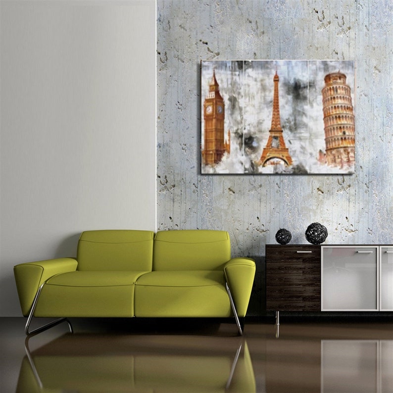 Three Cities Glass Wall Decor Eiffel Tower Glass Wall Art Etsy