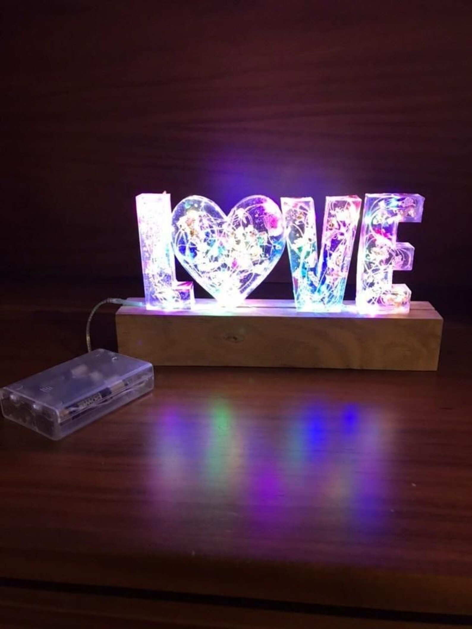 Dried Flowers Resin Letter With Wood LED Decor Night Light Etsy