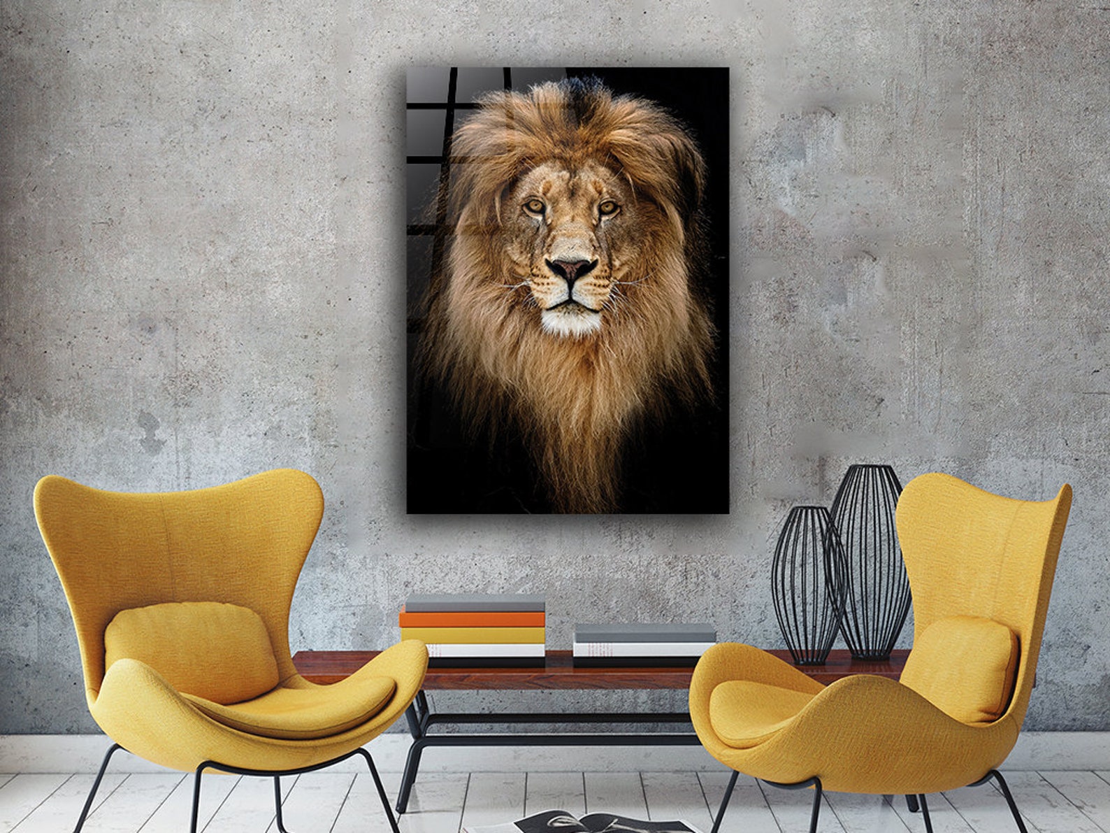 Lion Glass Wall Art Decor Print Ready to Hang Gift Abstract Etsy