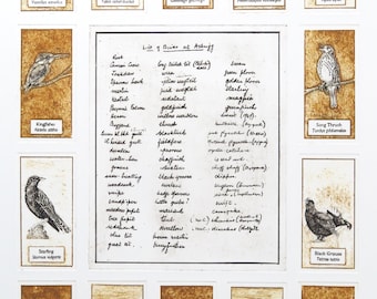Marie's List, an original collagraph print