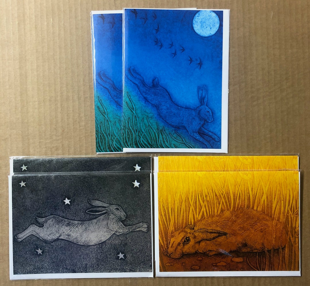 Hare Pack The Hare Collection, a Pack of 6 Greetings Cards - Etsy UK
