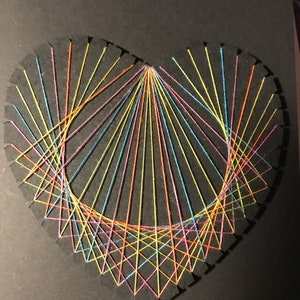 Carta cuore arcobaleno nero fatto a mano