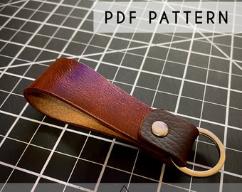Leather Keychain PDF PATTERN - Leather Keychain Digital Download - Template Tutorial DIY Leather Patterns