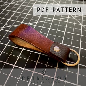 Leather Keychain PDF PATTERN - Leather Keychain Digital Download - Template Tutorial DIY Leather Patterns