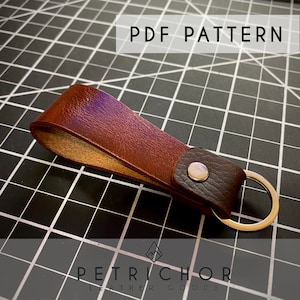 Leather Keychain PDF PATTERN - Leather Keychain Digital Download - Template Tutorial DIY Leather Patterns