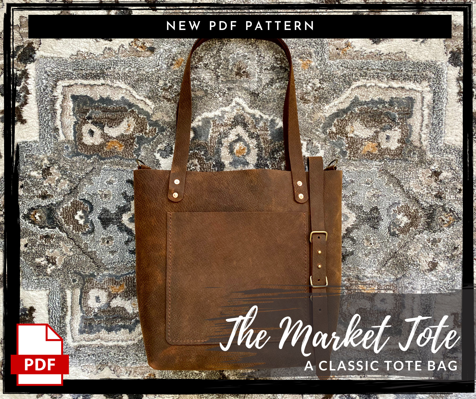 Leather Tote PDF PATTERN - Leather Crossbody Tote Bag Purse Digital ...