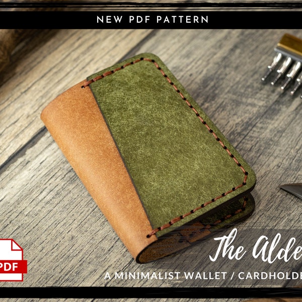 Leather Minimalist Wallet PDF PATTERN - Cardholder Pattern Leather Tote Bag Digital Download - Template Tutorial DIY Leather Patterns