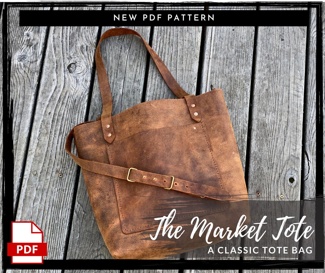 Leather Tote PDF PATTERN Leather Crossbody Tote Bag Purse Digital