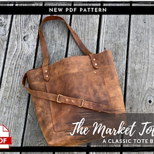 Leder Tote PDF MUSTER - Leder Crossbody Tote Bag Geldbörse Digital Download - Template Tutorial DIY Leder Muster
