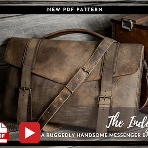 Leather Briefcase Bag Pattern - Messenger Bag Pattern- Pdf - Leather Bag Pattern - Leather Bag Template - Laptop Bag Pattern - Bag Template