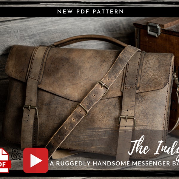 Leather Briefcase Bag Pattern - Messenger Bag Pattern- Pdf - Leather Bag Pattern - Leather Bag Template - Laptop Bag Pattern - Bag Template