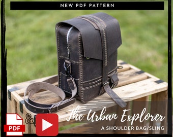 Sac à bandoulière en cuir Sling PDF PATTERN - Leather Crossbody Tote Bag Purse Digital Download - Template Tutorial DIY Leather Patterns