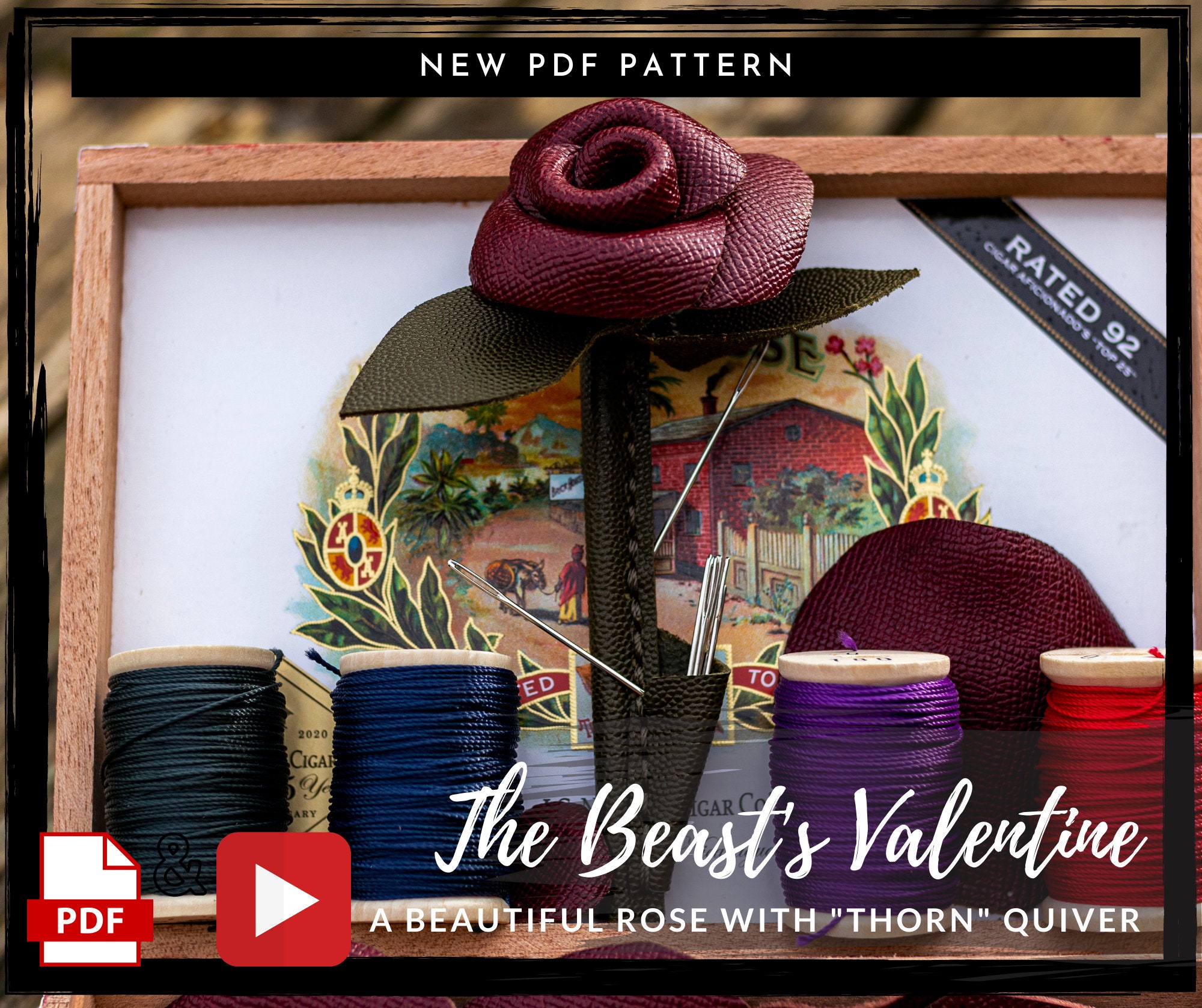 Leather Rose PDF PATTERN - Valentine Leather Pattern Crossbody Tote Bag ...