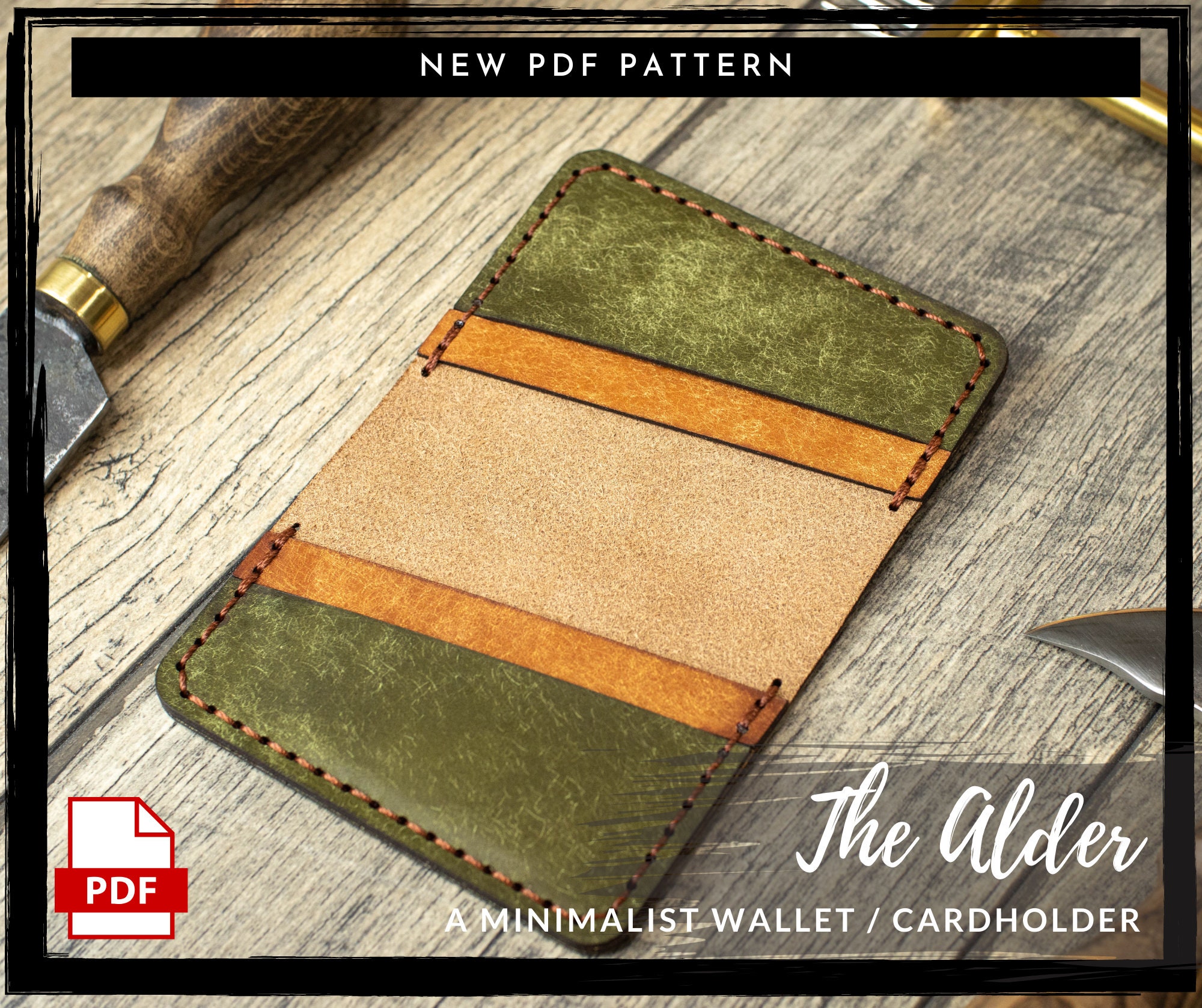 Leather Minimalist Wallet PDF PATTERN Cardholder Pattern Etsy