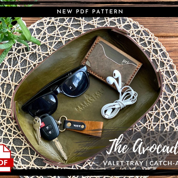 Leather Valet Catchall PDF PATTERN - Leather Crossbody Tote Bag Purse Digital Download - Template Tutorial DIY Leather Patterns Catch All