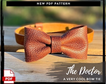 Leather Bow Tie PDF PATTERN - The Doctor - Leather Crossbody Tote Bag Purse Digital Download - Template Tutorial DIY Leather Patterns who