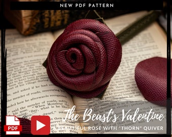 Cuir Rose PDF PATTERN - Valentine Leather Pattern Crossbody Tote Bag Purse Flower Accessory Digital Download - Template Tutorial DIY