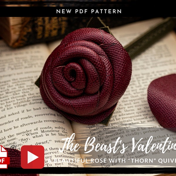 Leather Rose PDF PATTERN - Valentine Leather Pattern Crossbody Tote Bag Purse Flower Accessory Digital Download - Template Tutorial DIY