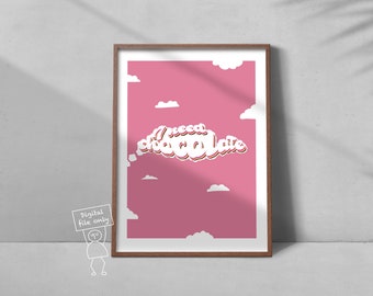 Digital Chocolate Print | wall art | wall decor | Printable| Pink Decoration | Groovy 70's | Colorful Print | pink aesthetic | wall decoration