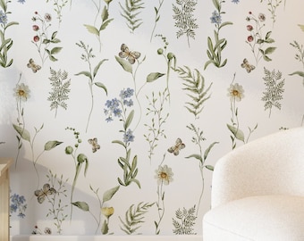 Floral Peel and Stick Wallpaper: Canvas Flower Wall Mural