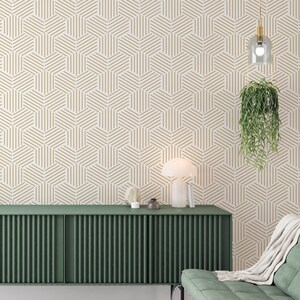 Carta da parati geometrica Art Déco Peel and Stick - Carta da parati geometrica in tela - Carta da parati decorativa - Carta da parati autoadesiva senza PVC