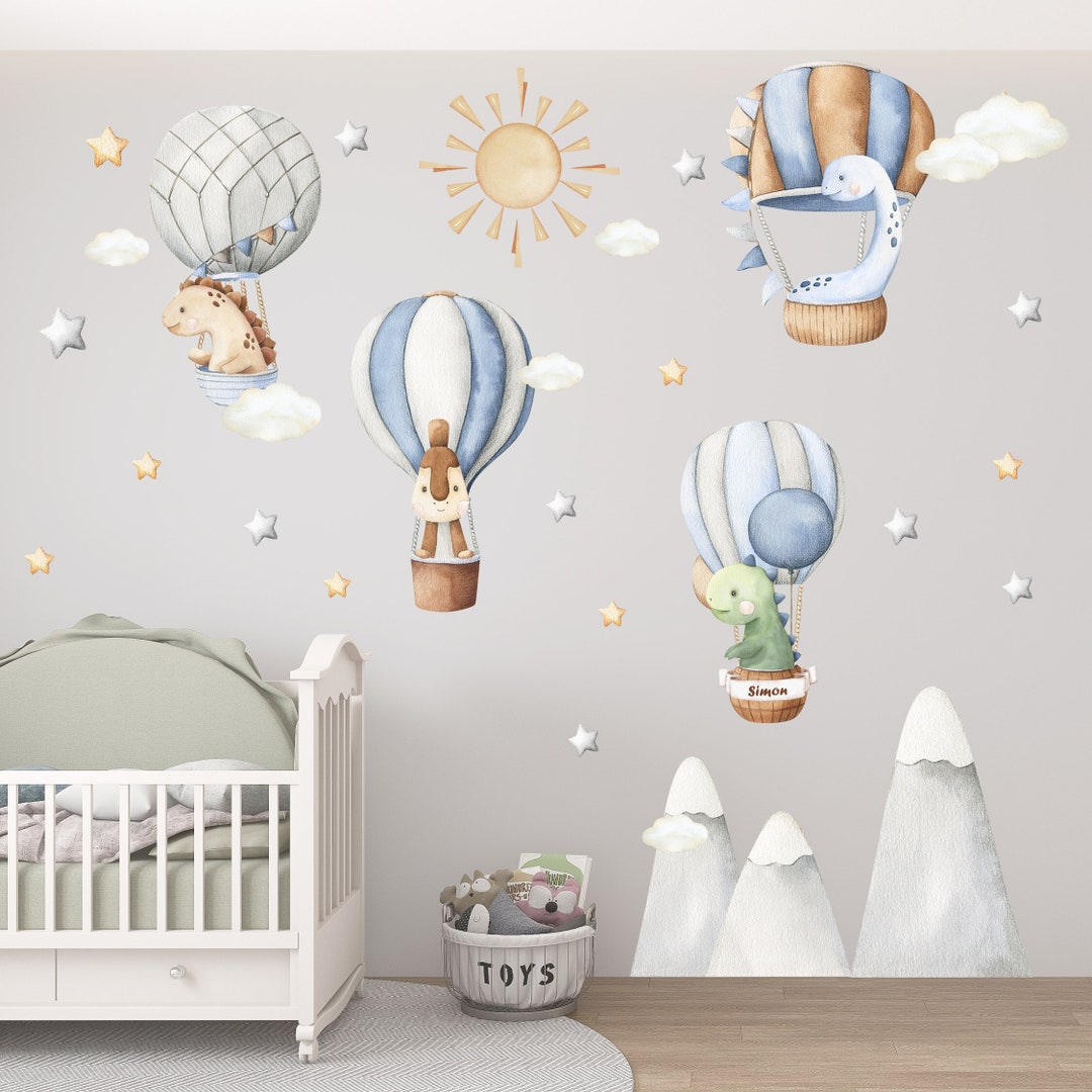 Hot Air Balloon Nursery Wall Decal, Personalised Nursery Sticker ...