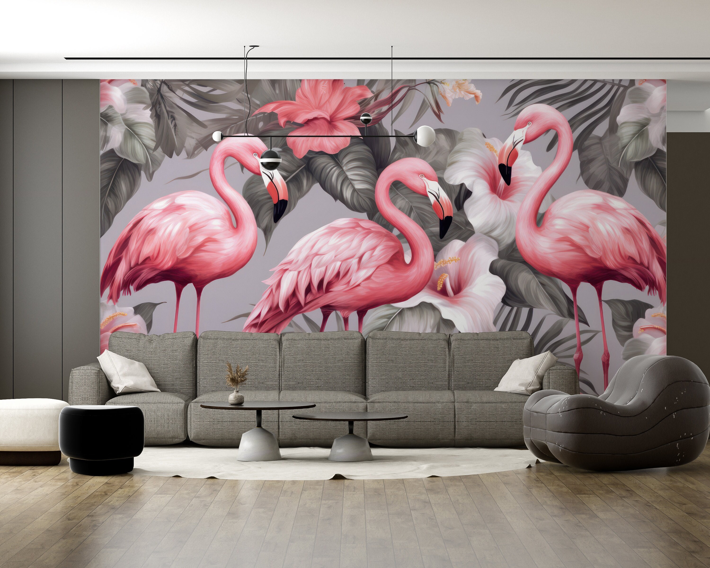 Pink Flamingo Wallpaper Peel and Stick - Flamingo Bird Wallpaper - Decorative Wall Mural - PVC Free Self Adhesive Wallpaper