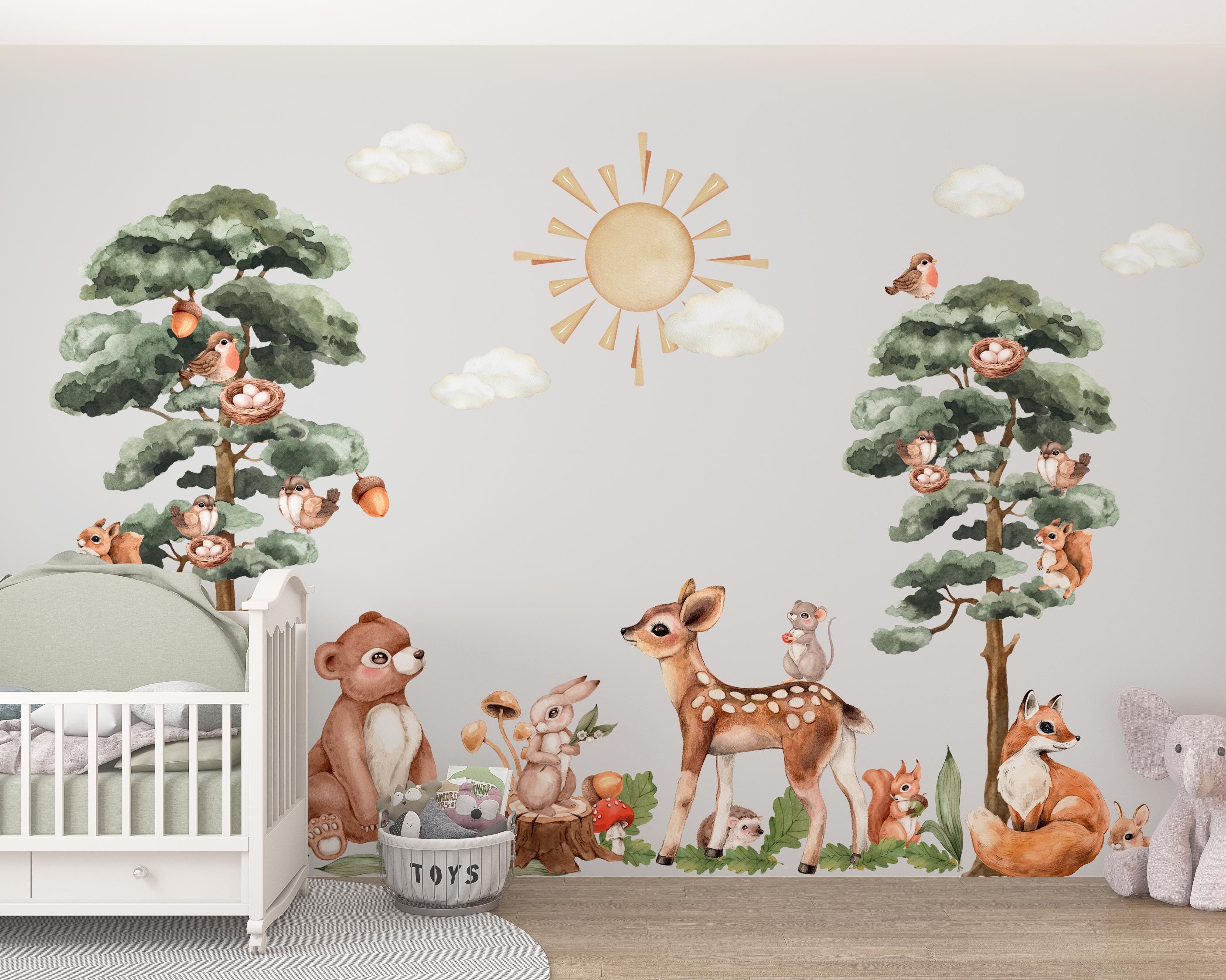 Watercolor Forest Animals Wall Decal: Woodland Nursery Mural - Etsy