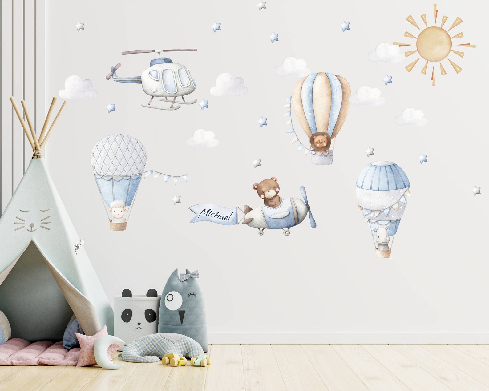 Hot Air Balloon Nursery Wall Decal Personalised Nursery - Etsy