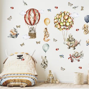 Watercolor Woodland Animals Wall Decal: Peel and Stick Nursery Mural