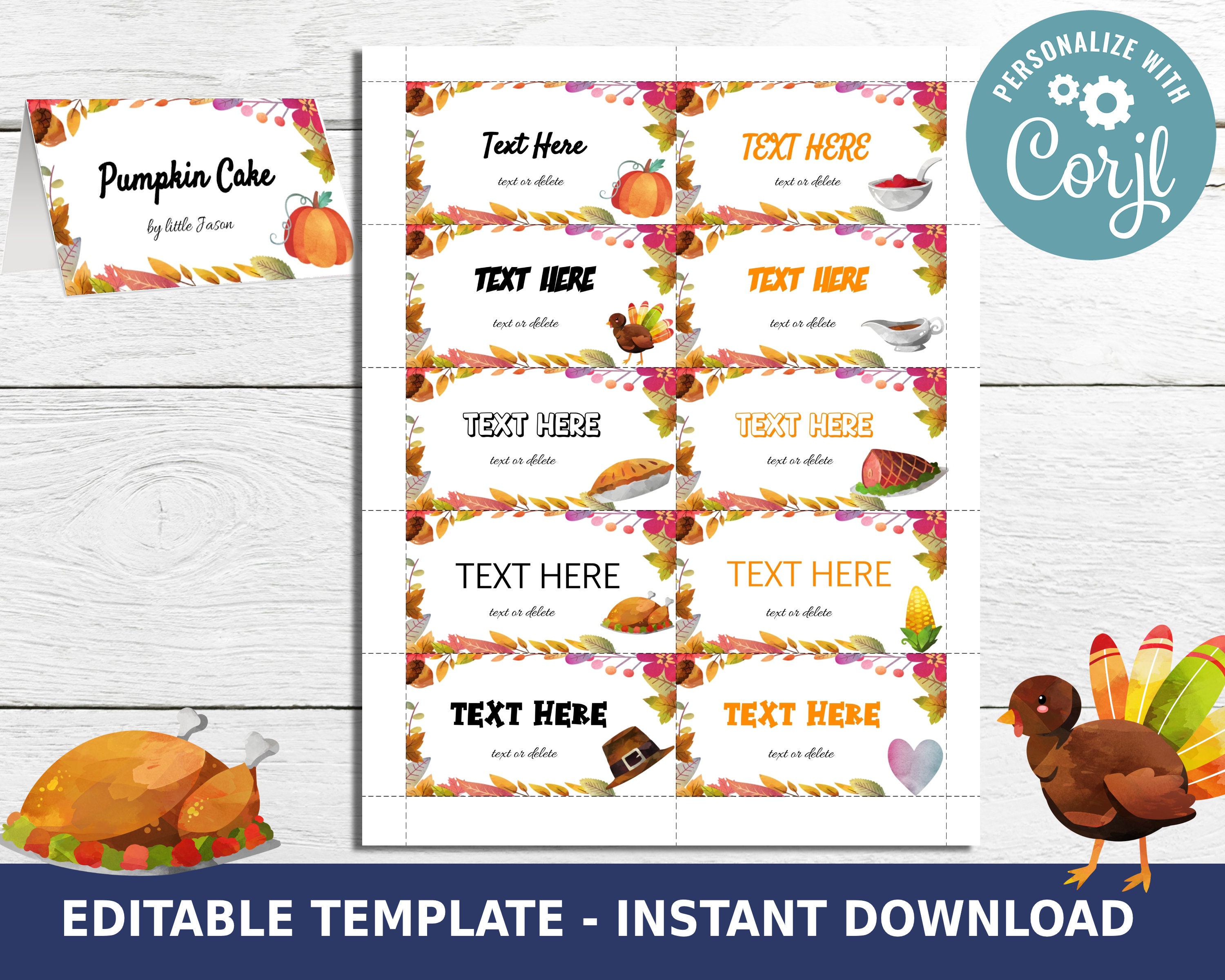 Thanksgiving Editable Food Label Editable 25x35 | Etsy