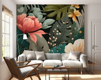 Tropical Leaves Wallpaper: Greenery Wall Mural, Peel and Stick