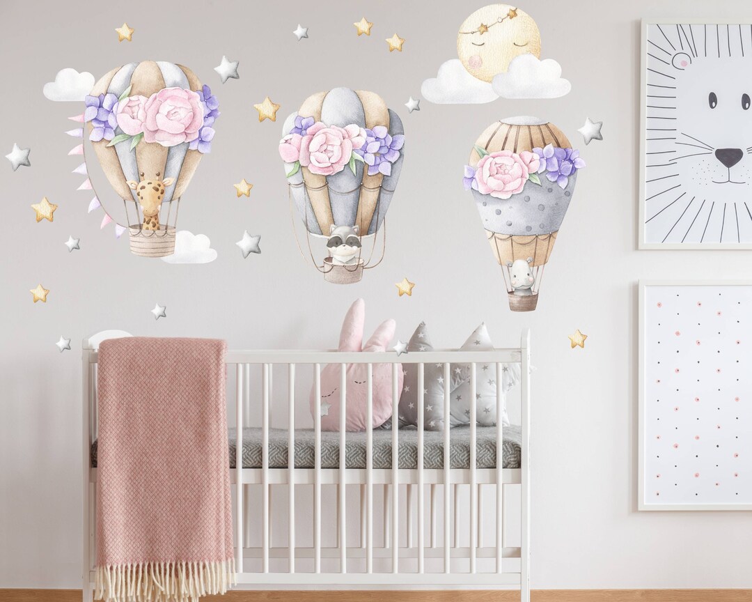 Hot Air Balloon Nursery Wall Decal, Personalised Nursery Sticker ...