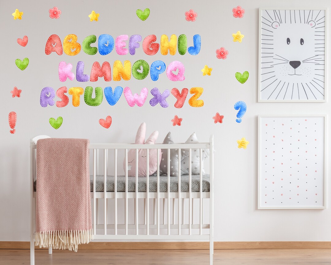 Watercolor Alphabet Wall Decal: Removable Nursery Stickers - Etsy