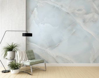 Pastel Marble Texture Wallpaper: Blue Self Adhesive Wall Mural