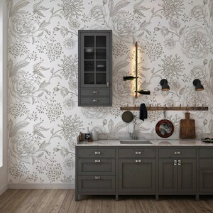 Floral Wallpaper Peel and Stick - Canvas Flower Wallpaper - Decorative red Flower Wall Mural - PVC Free Self Adhesive Wallpaper
