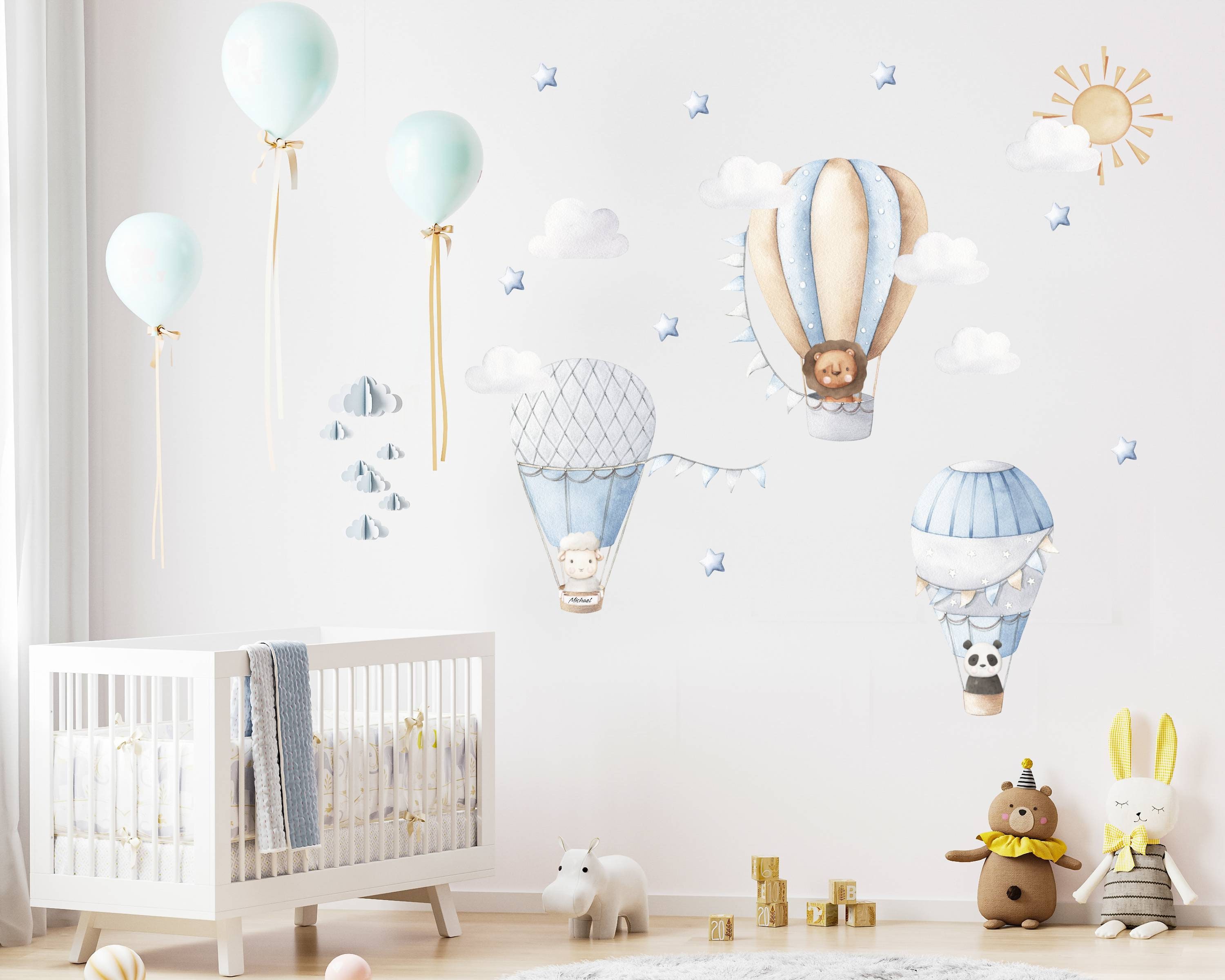 Hot Air Balloon Nursery Wall Decal Personalised Nursery - Etsy