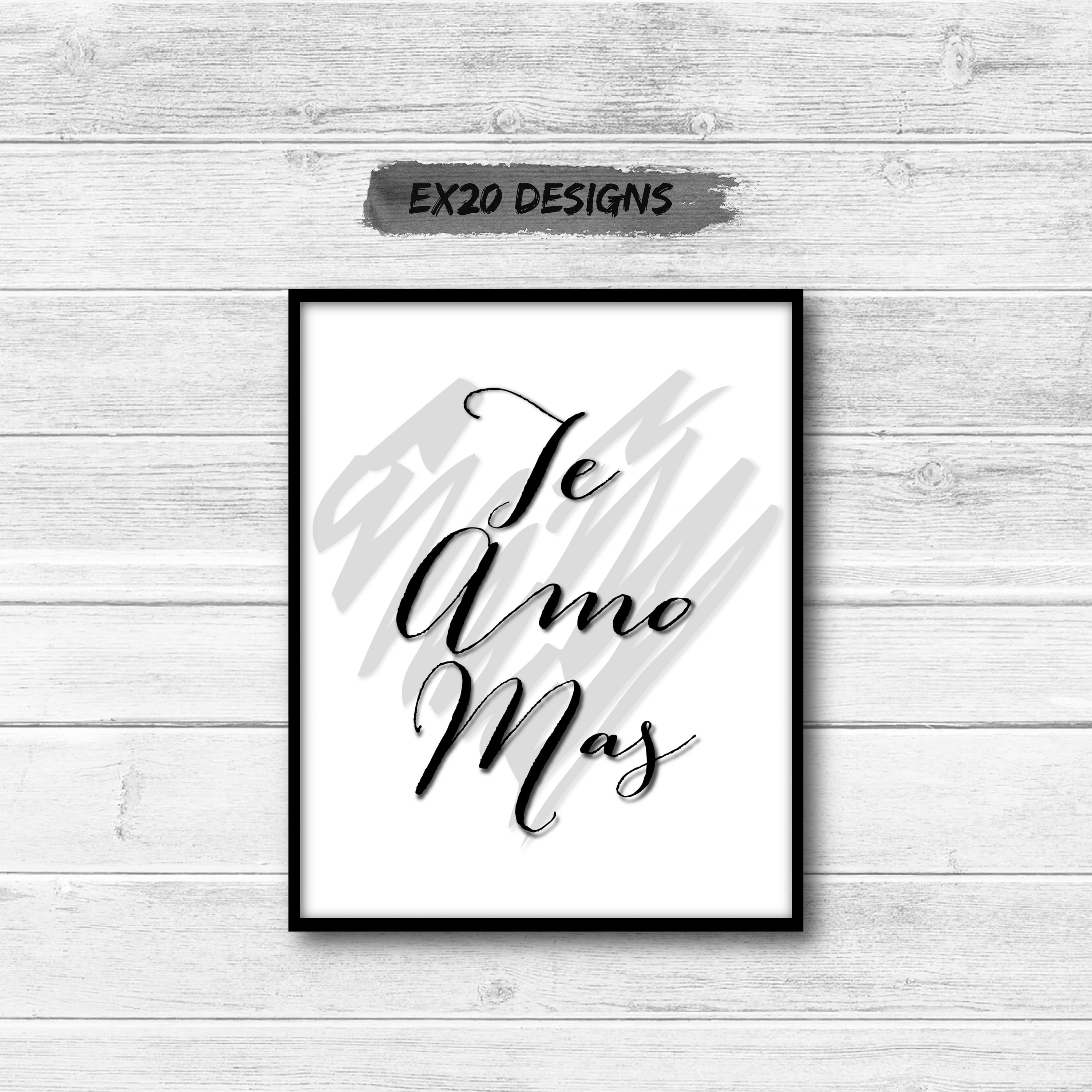 Te Amo Mas Art Print DIGITAL DOWNLOAD I Love You More in Spanish Heart, Gift for Wife or