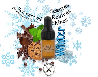 Cuidado de bolígrafos Mad Pen / Aromas de invierno / Café, arándano y menta / Aceite Mad Pen Care para bolígrafos de pintura de diamantes / / accesorios / / MadWoodTurning /