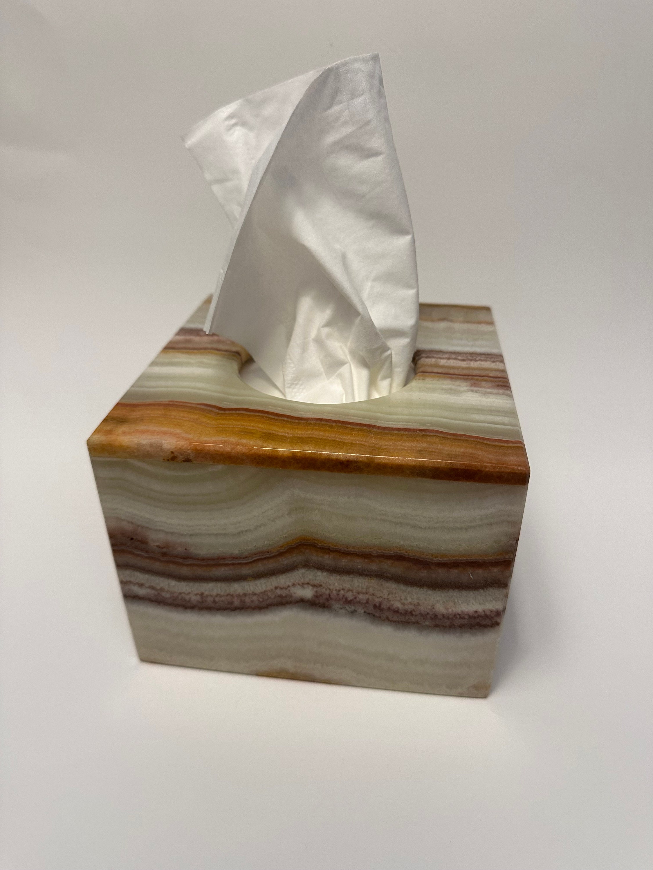 Tissue Box Cover Boho Decor Square Paper Tissue Holder with Bead Buckle  Macrame Napkin Tissues Organizer Home Decor (15*14*14cm)