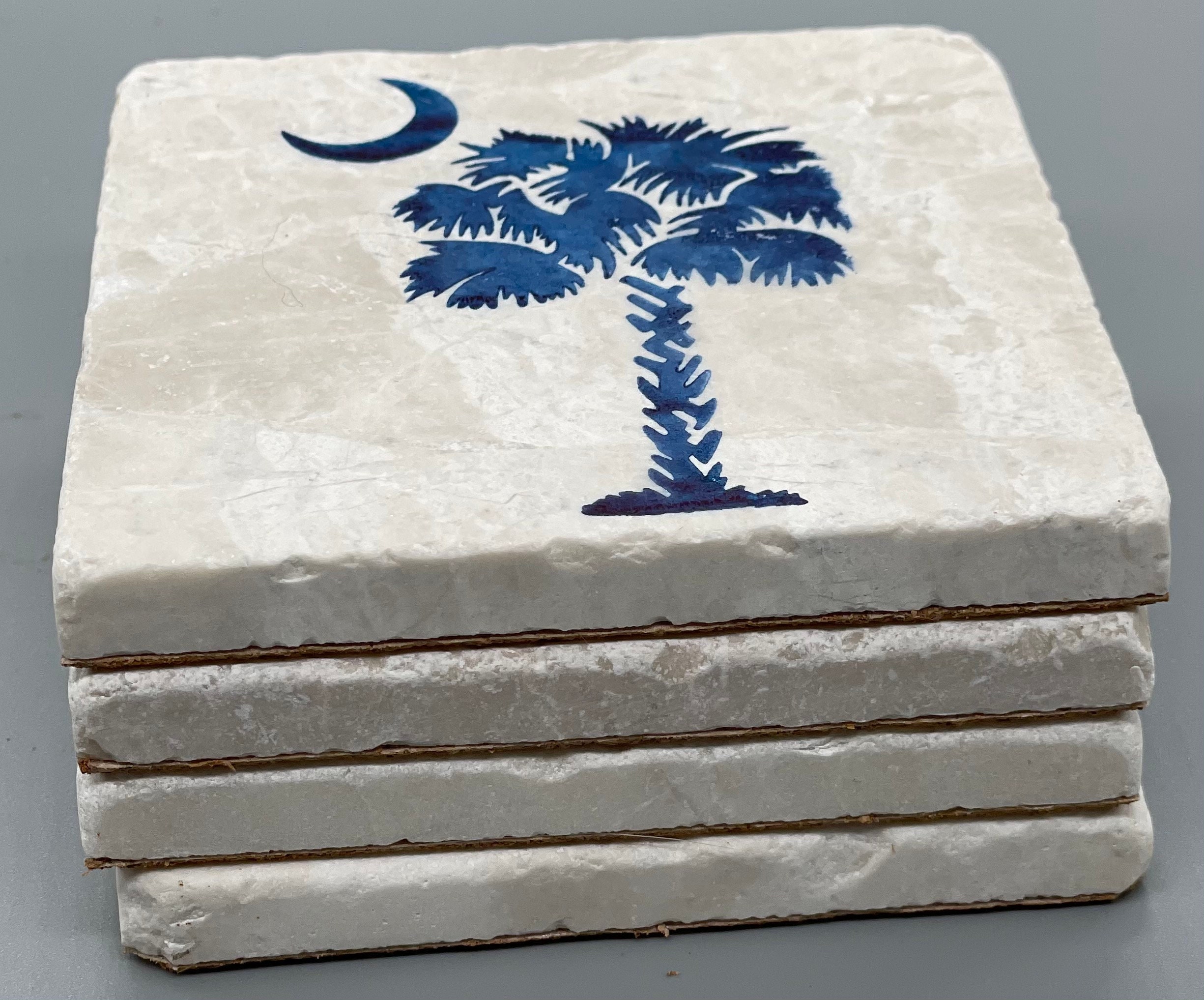 Handcrafted Tumbled Marble Palmetto Tree Moon South Carolina Etsy