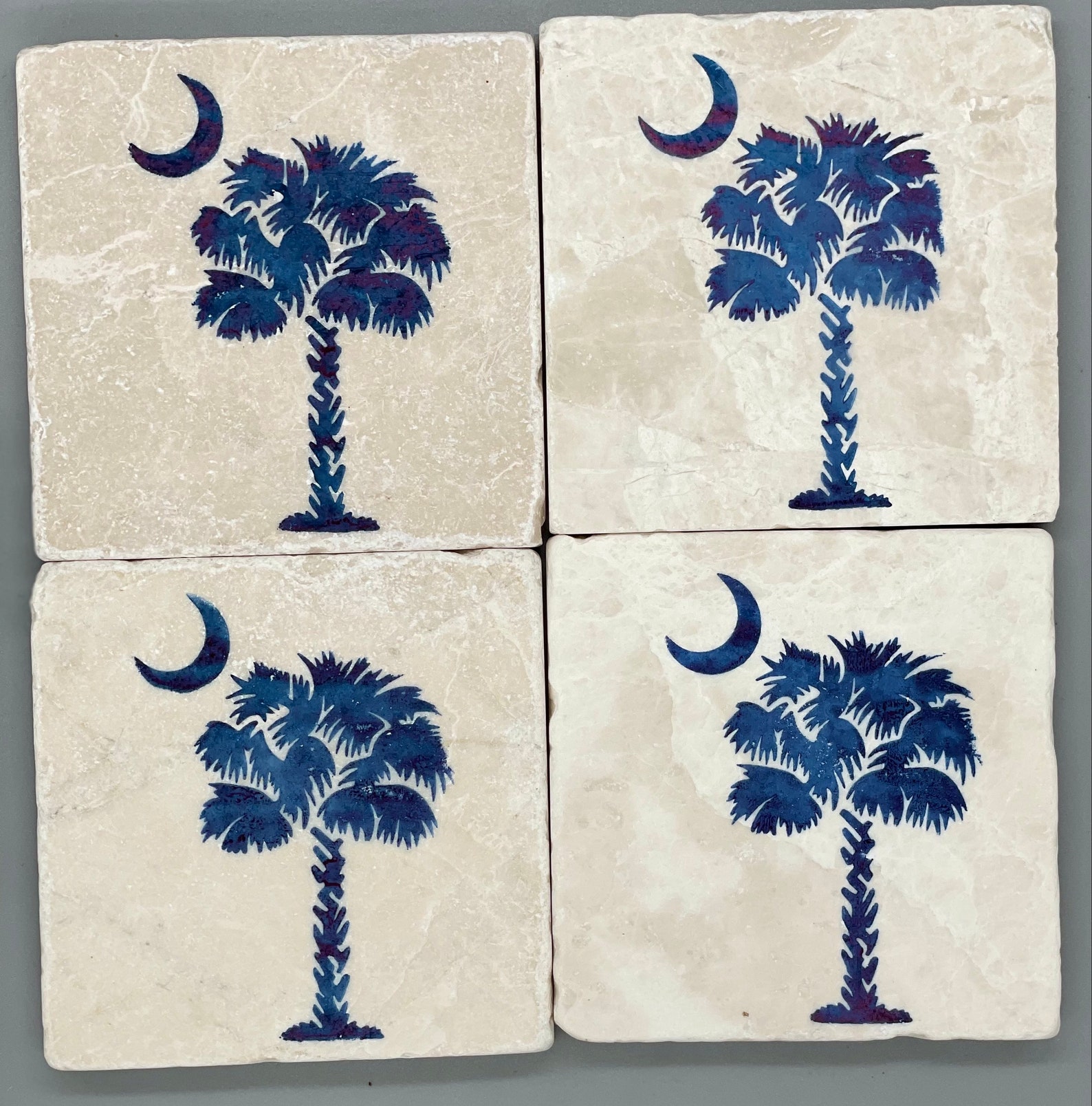 Handcrafted Tumbled Marble Palmetto Tree Moon South Carolina Etsy