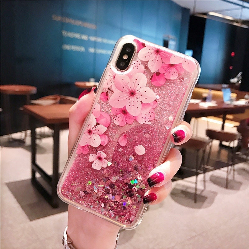 Korean Sakura Pink Glitters Phone Case for Samsung Galaxy S 6