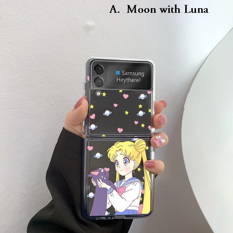 Z Flip 5 Moon Girl Phone Case for Samsung Galaxy Z Flip 3 4 5