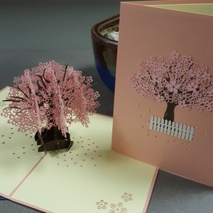 Mother&#39;s day Greeting Card Mothers day Handmade Greeting Card, Cherry Blossoms 3D Pop Up Card, 3D Popup Greeting Cards