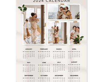 Wandkalender 2024, personalisierter Fotokalender aus hochwertigem mattem Papierposter mit Aufhänger