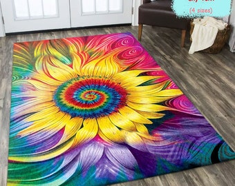 Personalized Hippie Boho Rug Throw Rug Tie Dye Design 4 Sizes Area Rug