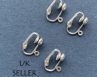 Clip on Earring Converter, DIY clip on earrings for women or men, Non Pierced earring clips, Silver Tone,  Uk Seller F14